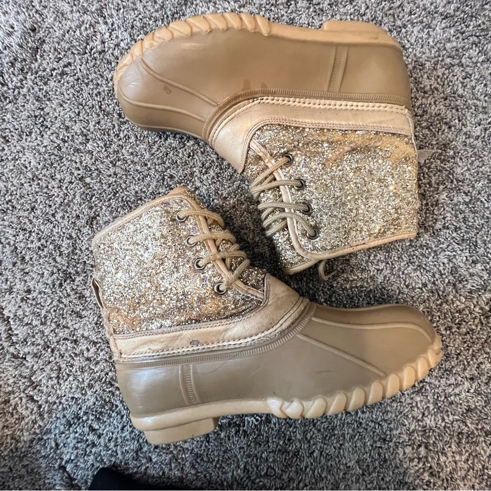 Kids Gold Glitter Boots